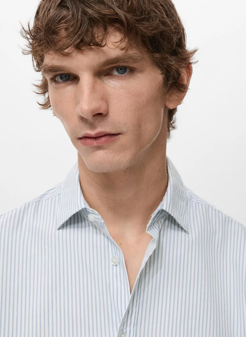 Mango Man  Regular fit striped cotton shirt for Men | Best Price UAE
